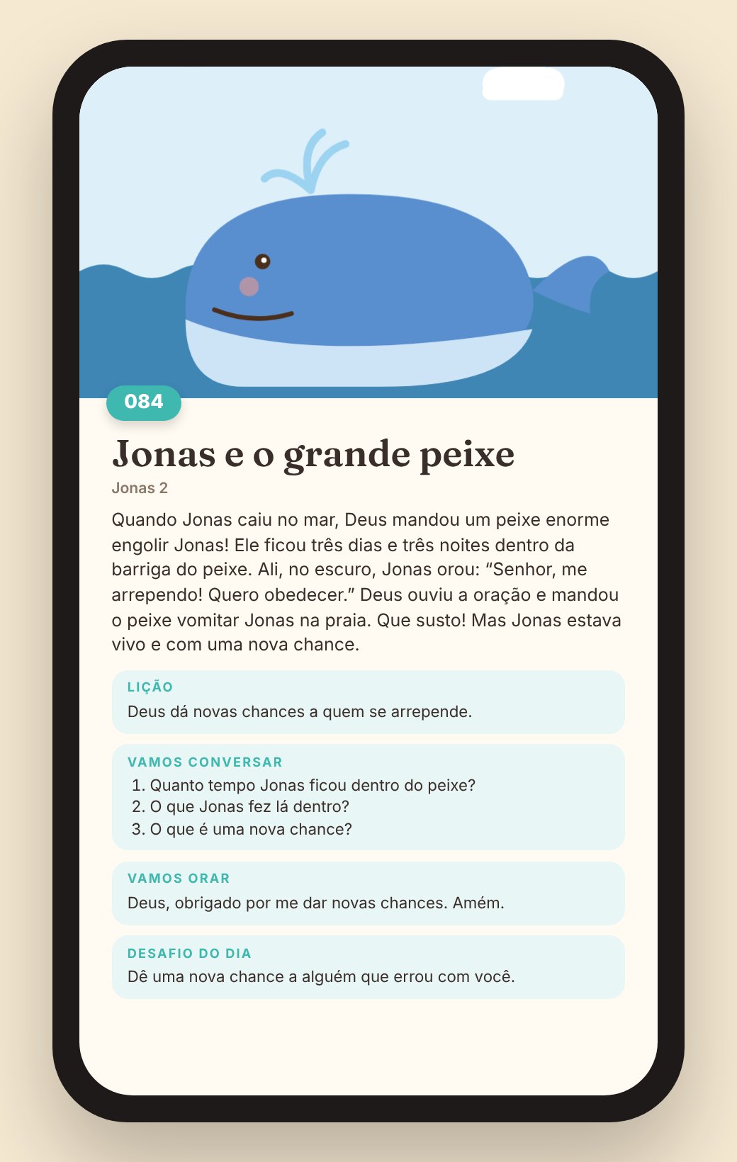 História Jesus acalma a tempestade na tela do celular